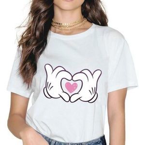 Minnie Heart Print Summer T-Shirt Size Large